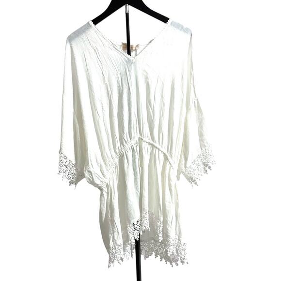 NWT Tory Burch Swim Cover Up Tunic Dress - Large - Ivory - 3/4 Sleeves - Picture 2 of 12
